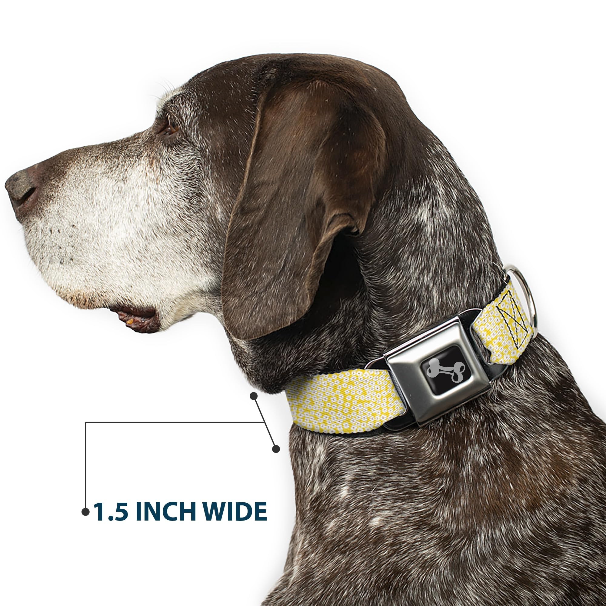 Buckle-Down DC-W33007-WS - Cinturón de Seguridad para Perro, tamaño pequeño, diseño Floral, Color Amarillo, Blanco y marrón
