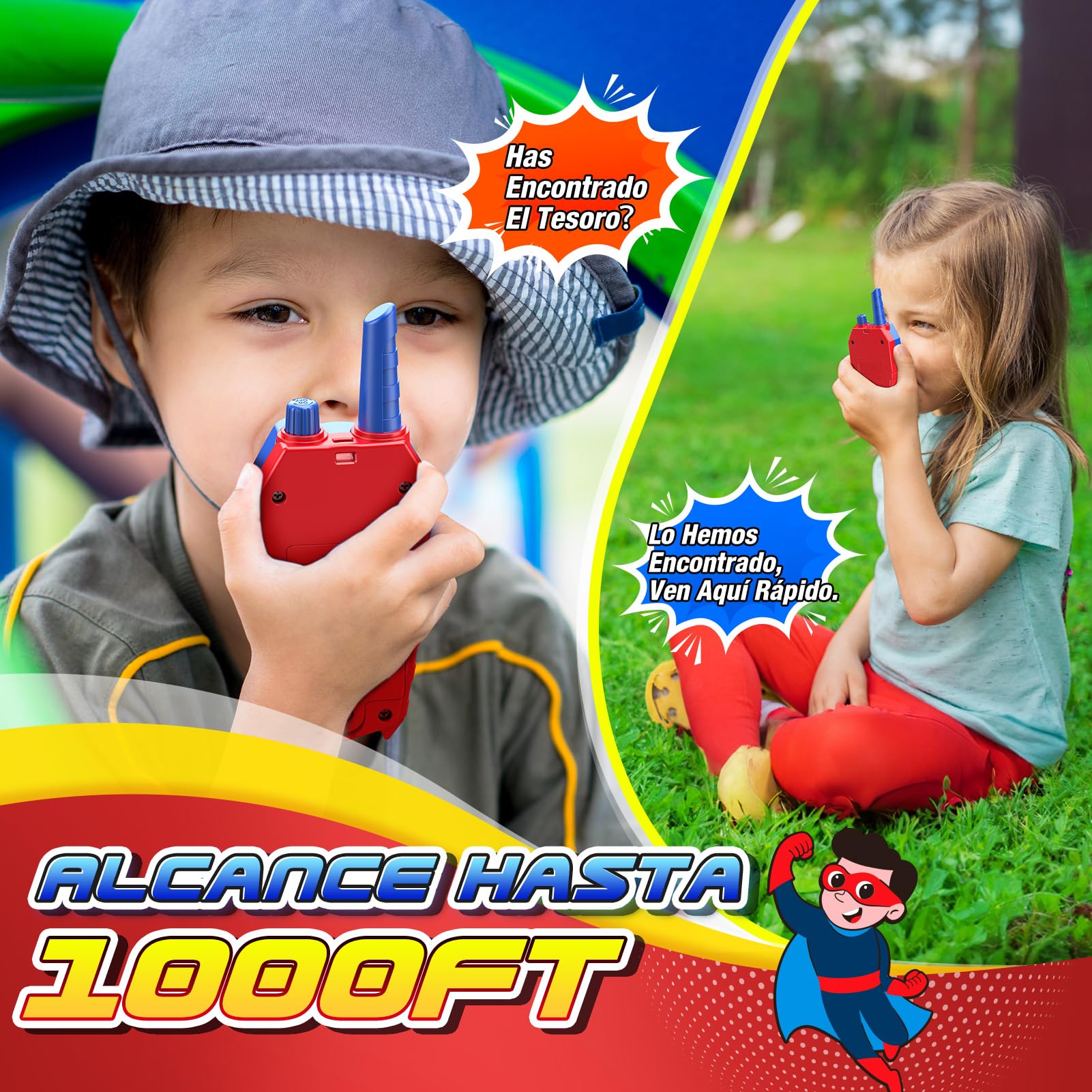 Walkie Talkie Recargable Con Forma De Alien – 2 Unidades – Alcance De 1000 Pies – Regalo Para Niños De 3 A 10 Años