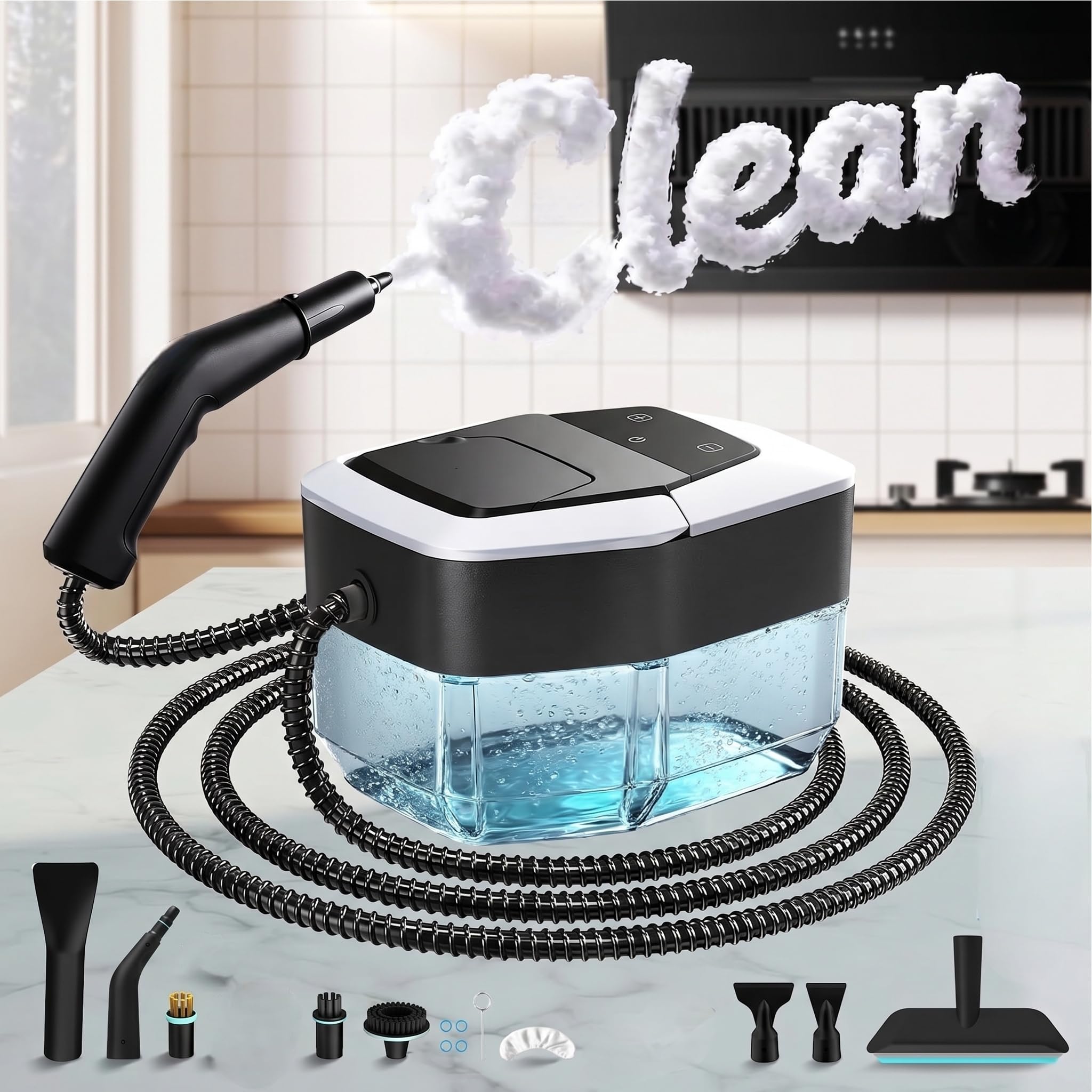 Portable Nettoyeurs Vapeur électriques Nettoyeur Vaporisateur Appareil Vapeur Nettoyeur Vapeur a Main Haute Pression Voiture Vitre Canapé Maison Voiture Fenêtres Cuisine Salle de Bain Sol (noir)