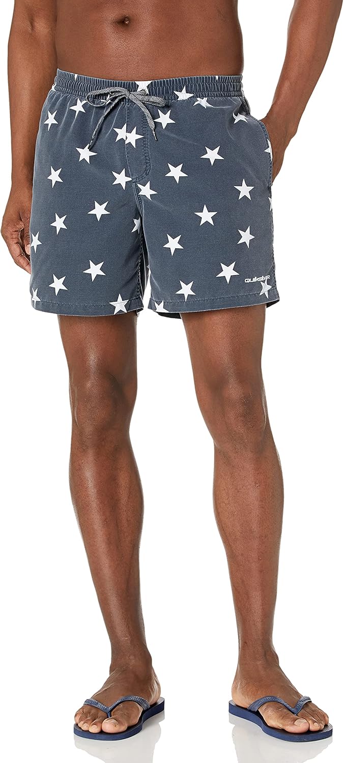 Quiksilver Mens 17 Inch Elastic Waist Swim Trunk Bathing Suit Short