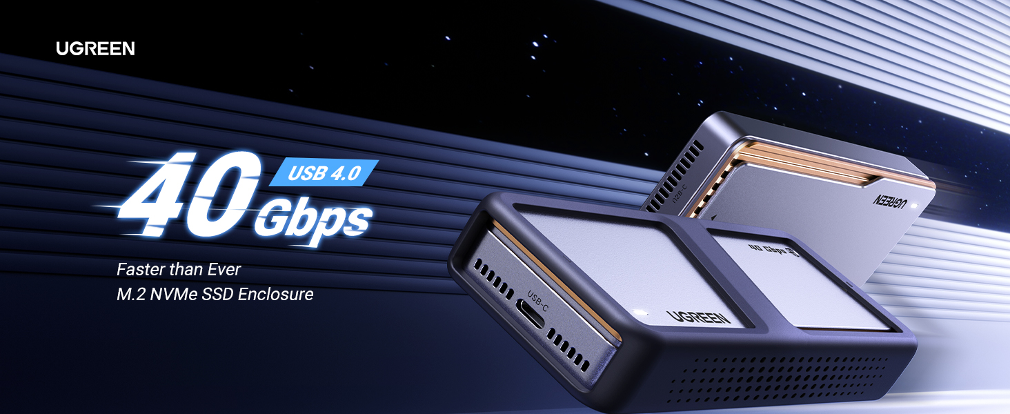 UGREEN 40Gbps M.2 NVMe Enclosure with Cooling Fan, Anti-Drop SSD