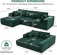 Vista 3 de 108” Modular Sectional Sofa, Cloud Sectional Couch with Deep Seat, Modern Modular L-Shape Sofa Couch with Chaise,Upholstered Boneless Couches for