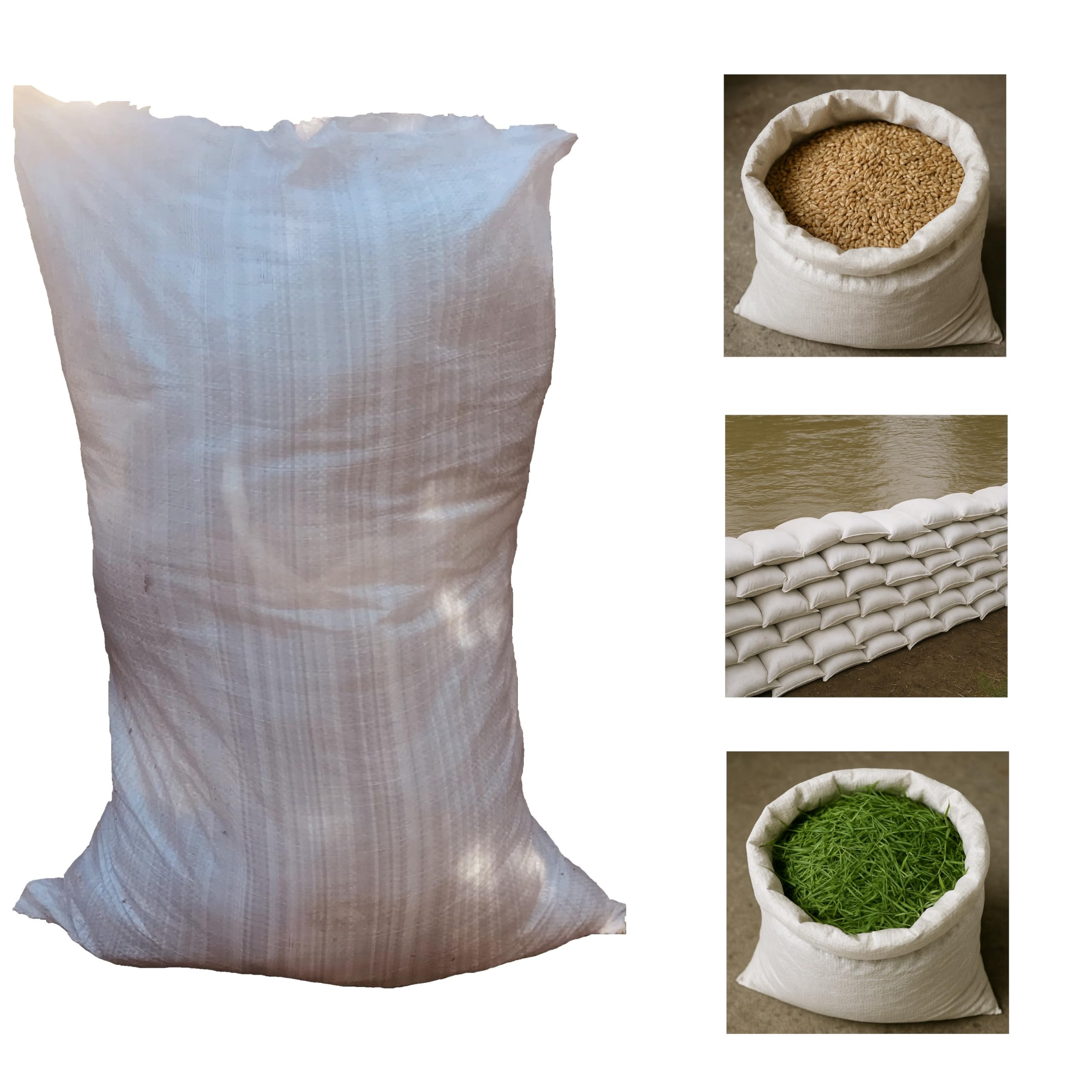 Sac Gravat Chantier 60x90cm Supporte Jusqu'à 50 kg | Sacs en Polypropylène Tissé Sac à Feuilles pour Jardin | Boudin Anti Inondation Réutilisable Sandbag de Sable pour Lester (100)