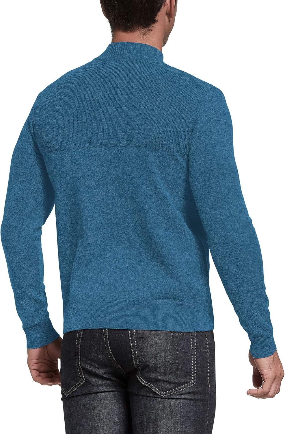 NITAGUT Mens Slim Fit Zip Up Mock Neck Polo Sweater Casual Long Sleeve Sweater and Pullover Sweaters with Ribbing Edge - Image 5
