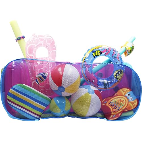 POOL BLASTER Water Tech Pool Pouch – Versatile Pool Storage for Floats, Balls, Inflatable Toys, Patio Accessories - Heavy Duty Reinforced Attaches to Pool Side, Fence or Free Standing
