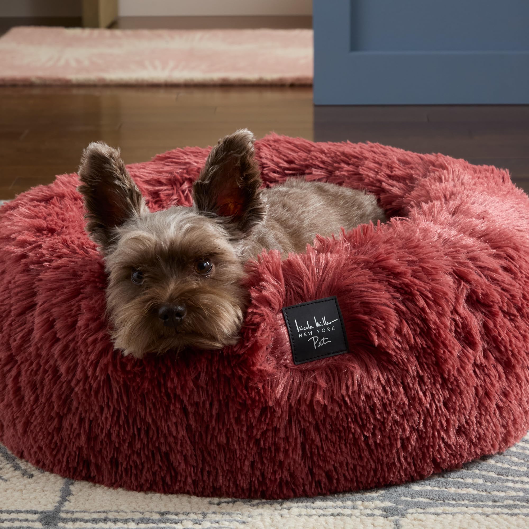 Nicole Miller Haustierbett Ellie Donut Form – Flauschig, Wasserabweisend, XS 48x48 Cm