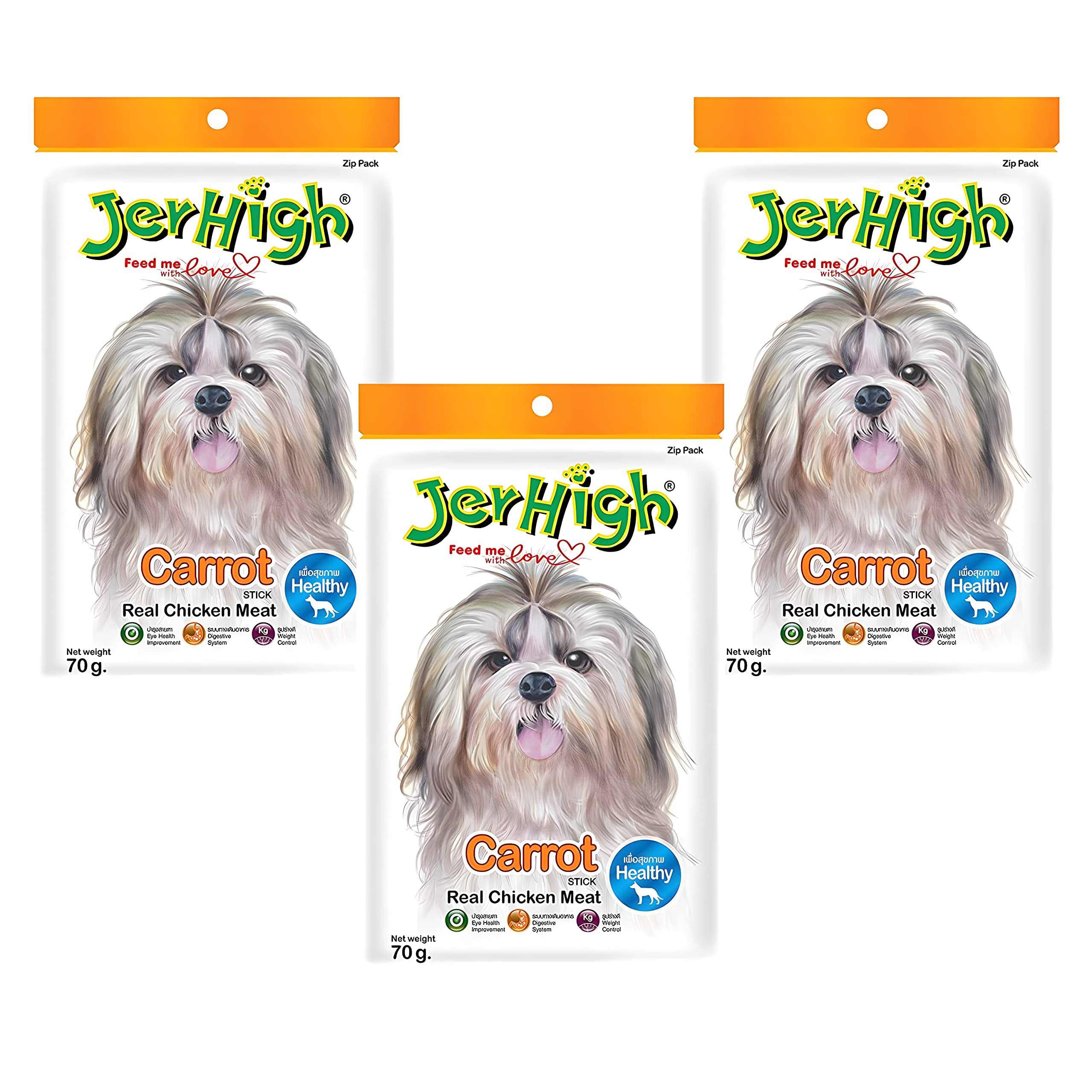 Jerhigh Real Chicken Meat Carrot Stick Dog Treats, Fully Digestible Healthy Snack & Training Treat Size- 70gm Pack of 3 (B0C343TYPW) Amazon Price History, Amazon Price Tracker