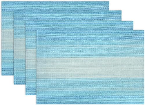 Niviy Juego de 4 manteles individuales azules de 12 x 18 pulgadas, lavables, fáciles de limpiar, resistentes al calor, antideslizantes, para