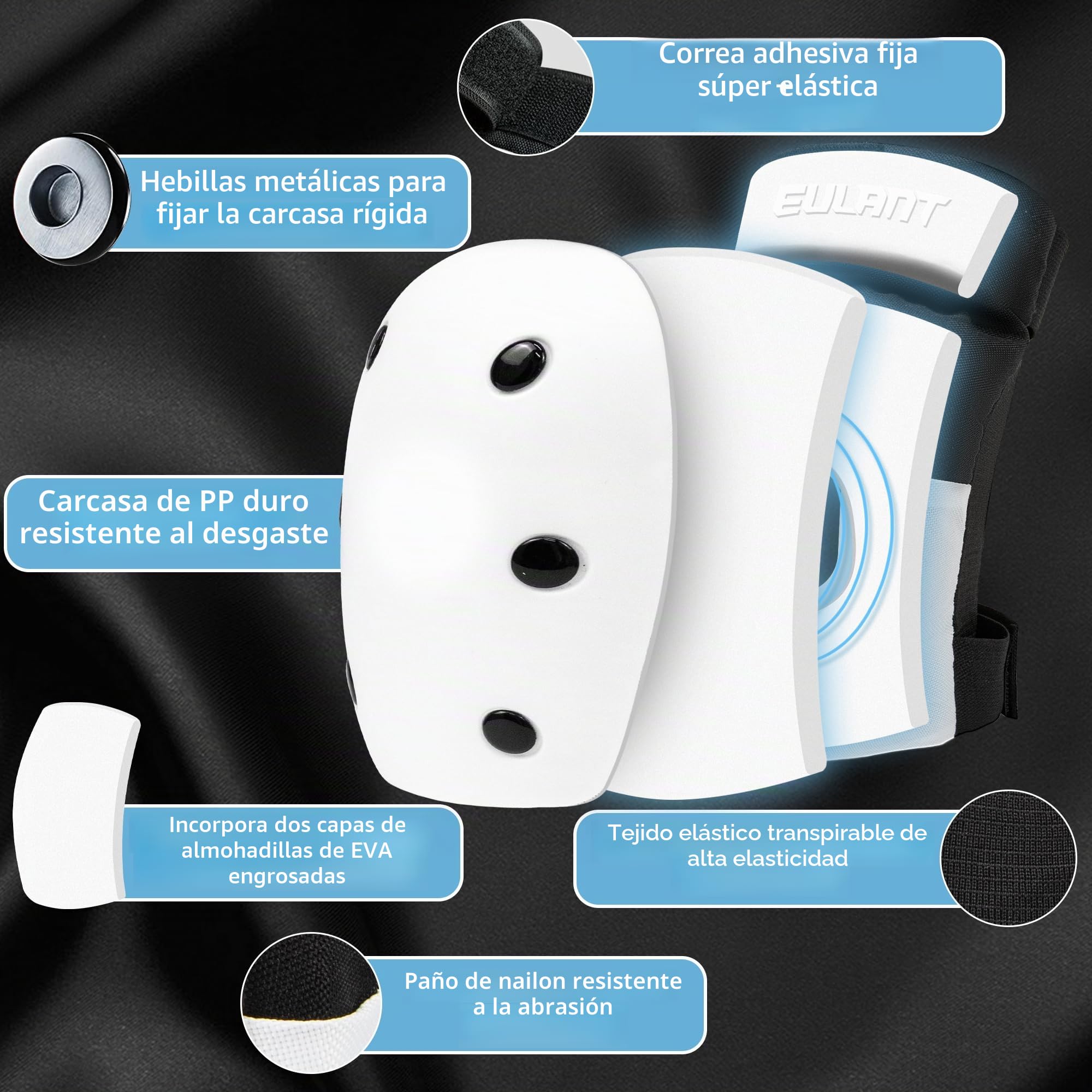 Equipo de Protección Adulto Adolescentes Rodilleras Set Coderas Protectores Muñequeras 6 en 1 Set de Protección para Patinaje Bicicleta Skate Esqui Protecciones Patines Kit de protección Scooter