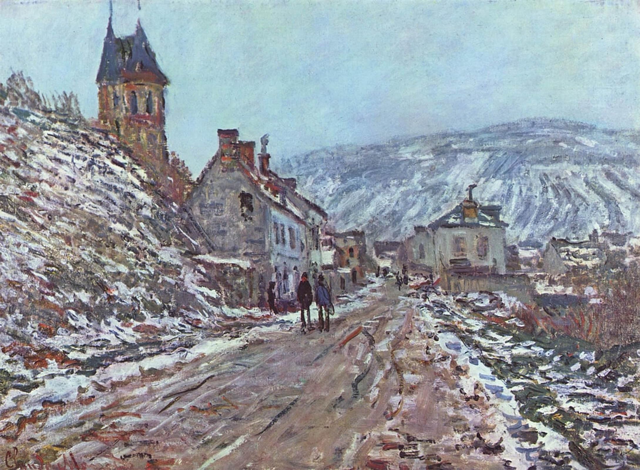 POSTERIIk Vintage Print Pop Art Landscape Artwork Road to Vétheuil in Winter by Claude Monet Art Prints for Office Home Decor 60x90cm