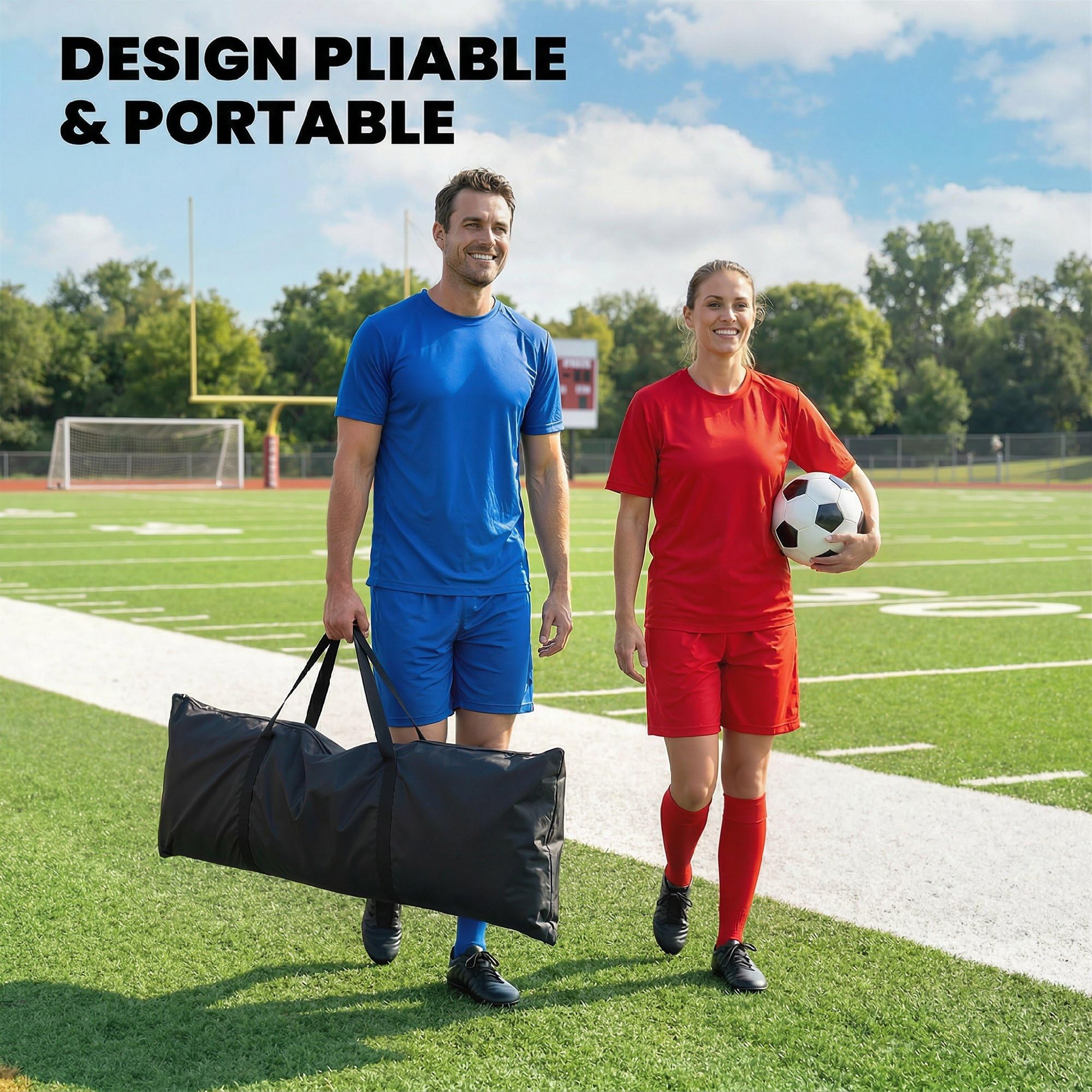 SPORTNOW Filet de Rebond Football Portable 2-en-1 Double Face avec Sac de Transport Pliable Entraînement Noir
