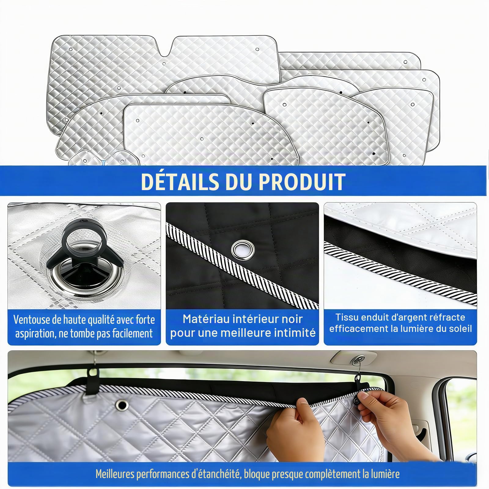 Pare Soleil Voiture Interieur pour Mercedes-Benz Classe V III W447/Viano (LWB) 2014-2022, Lot of 10 Pare Soleil Voiture Pare Brise Avant Housse De Protection Pare Brise