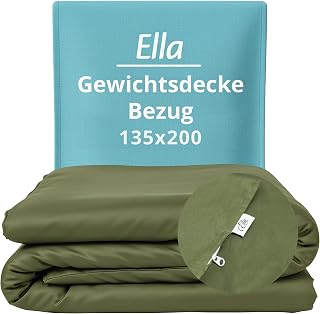 Ella Bettbezug 135x200 cm für Gewichtsdecke - Hergestellt aus 100% Baumwolle - Geeignet für 7 kg und 9 kg Gewichtsdecken - Olivgrün