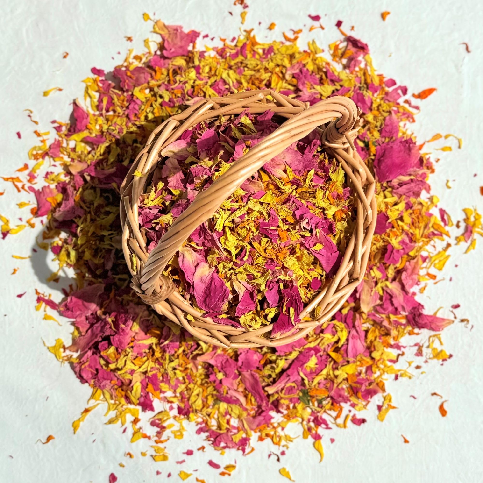 Natural Petal Confetti - 'Tropical Mix' - 5 Litre - Bright Pink Peony with Orange & Yellow Marigold - Biodegradable (574) โ image 1