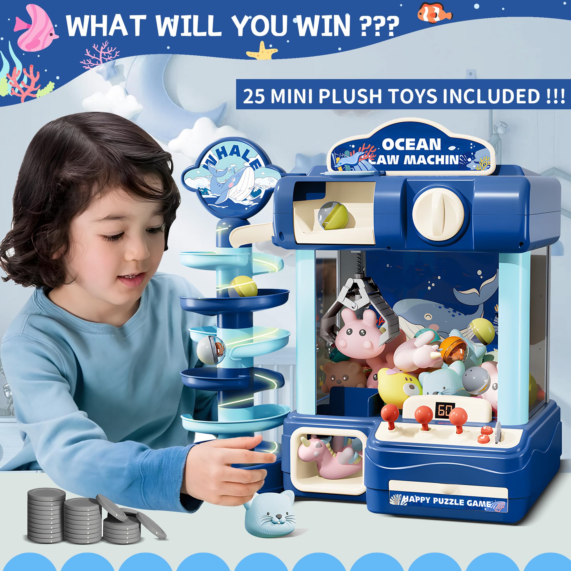 Máquina de garras para niños, juguete de juego de arcade para edades de 8 a 13 años, juguetes expendedores de dulces para niñas y niños, máquina de juego electrónica de garras para fiestas con 6