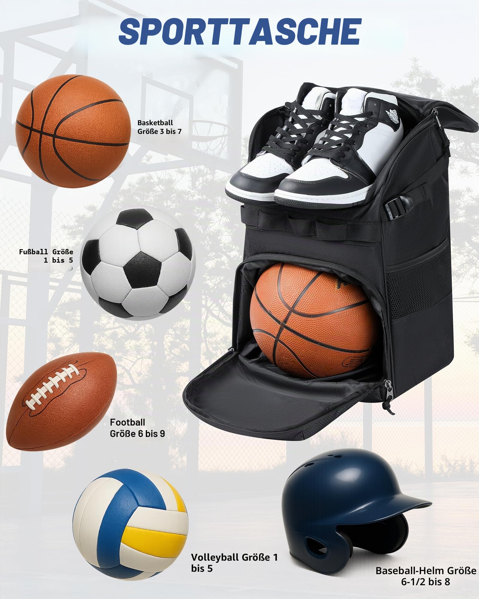 TRAILKICKER Basketball-Rucksack mit Ballschuhfach, passend für Fußball, Fußball, Volleyball, 27 l, multifunktionaler Sport-Track-Rucksack, Trainingsausrüstung, Tasche für Teamschule, Fitnessstudio
