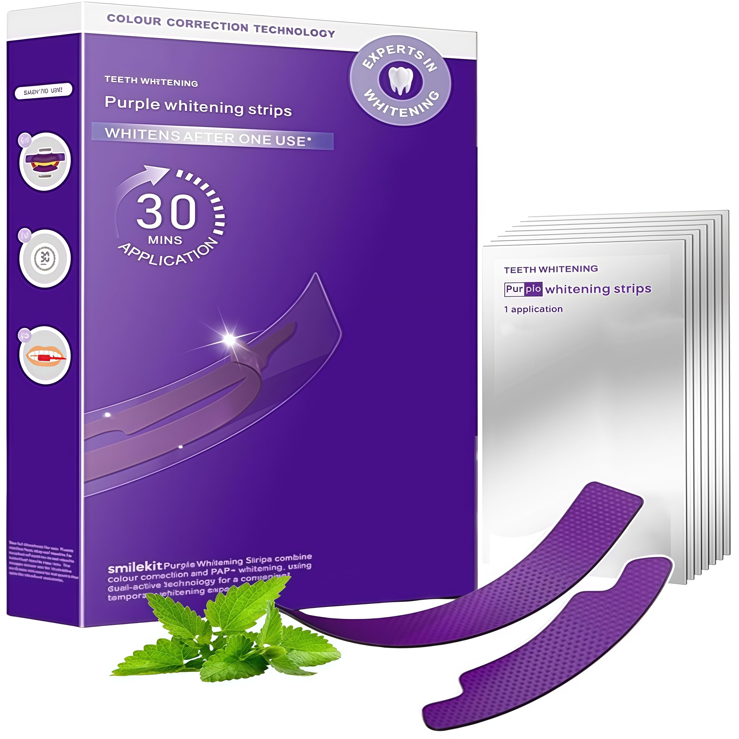 HZHZMOR 14Pcs Purple Whitening Strips - teeth whitening | Mubboo