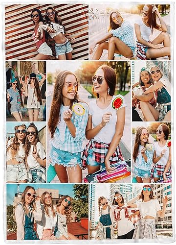 Miniatura 1 de YahCase Manta personalizada con texto de fotos manta personalizada con imagen para padre mamá niños perros amigos o pareja collage de 9 fotos 32 x