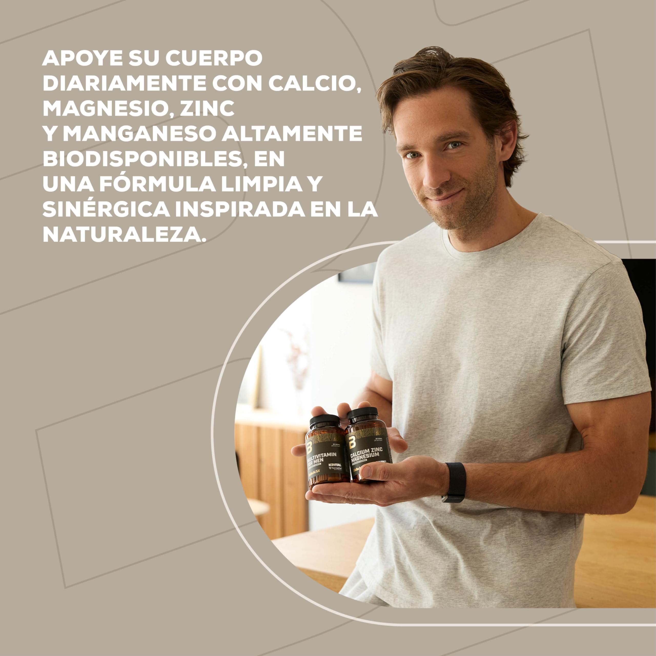 BioTechUSA Calcium Zinc Magnesium from Organic Sources | 4 tipos de minerales biológicos | Fórmula sinérgica para huesos, músculos, sistema nervioso e inmunológico, 90 comprimidos