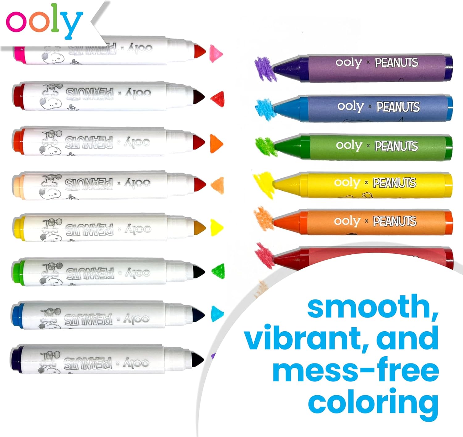 Ooly X Peanuts 60 PC Coloring Activity & Sticker Book in a Travel Box, 8 Washable Markers, 8 Jumbo Crayons, 40 Drawing Sheets & More