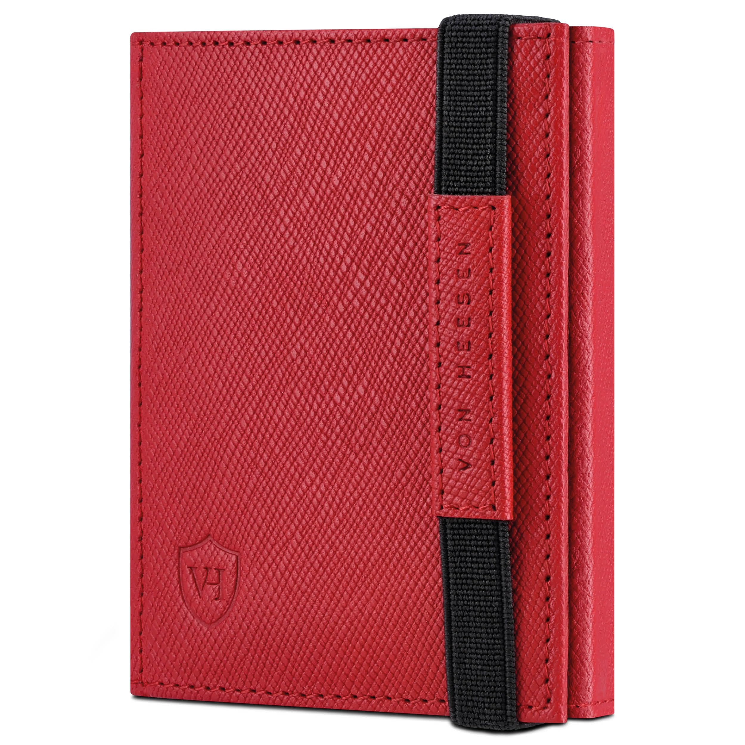 VON HEESEN Slim Wallet mit RFID Schutz - Geldbörse Herren klein - Mini Geldbeutel Damen Portmonee - Kartenetui Echtleder Karten Portemonnaie - Leder Kreditkartenetui