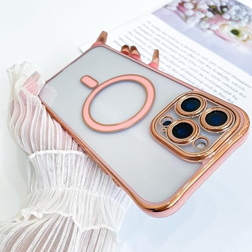 Vista 584 de Fiyart - Funda transparente magnética con purpurina para iPhone 12 para mujeres, con grabado "Love" metálico, protección para cámara y antigolpes