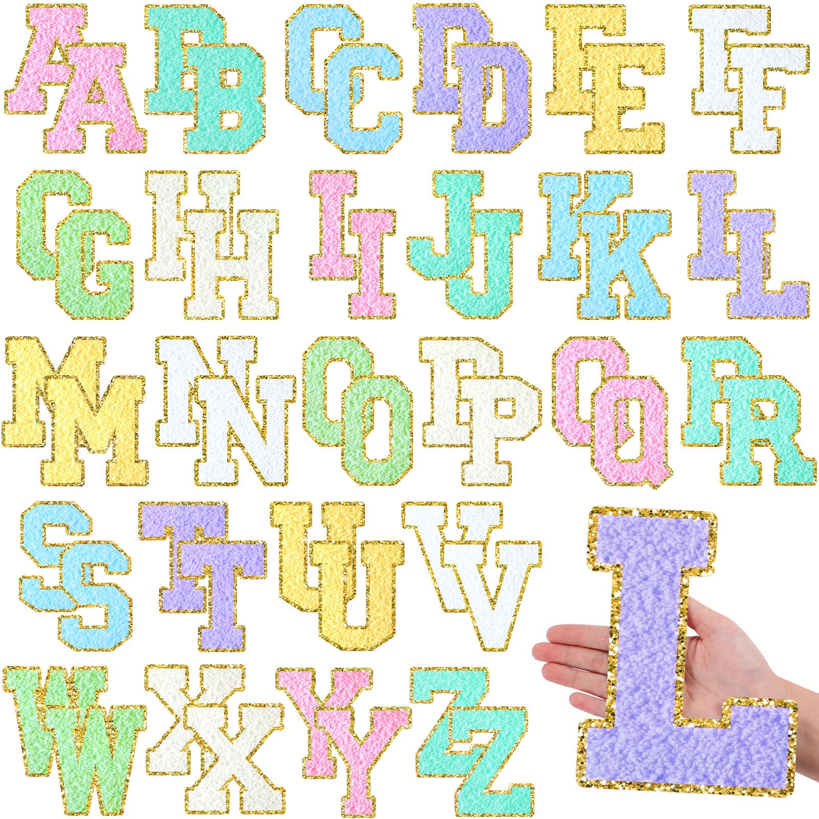 Mooliwe 52 Blatt große Pinnwand-Buchstaben 17,8 cm Faux Imitation Chenille Alphabet Poster Buchstaben für Pinnwand Display Posterboard Klassenzimmer Schule Party Dekor