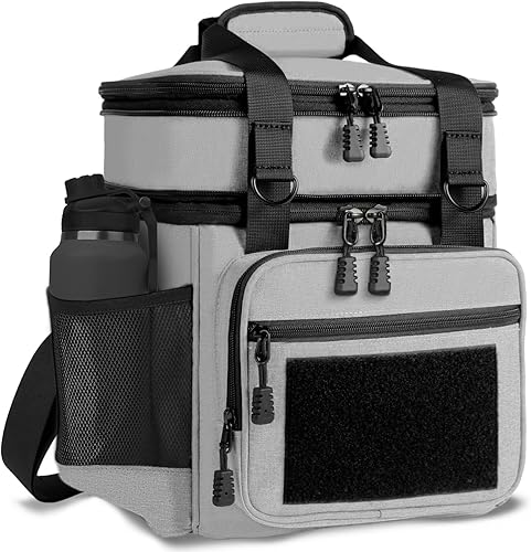 GLENKEY Lonchera aislada de doble cubierta, bolsa de almuerzo grande expandible a prueba de fugas, bolsa de almuerzo para hombres, mujeres y