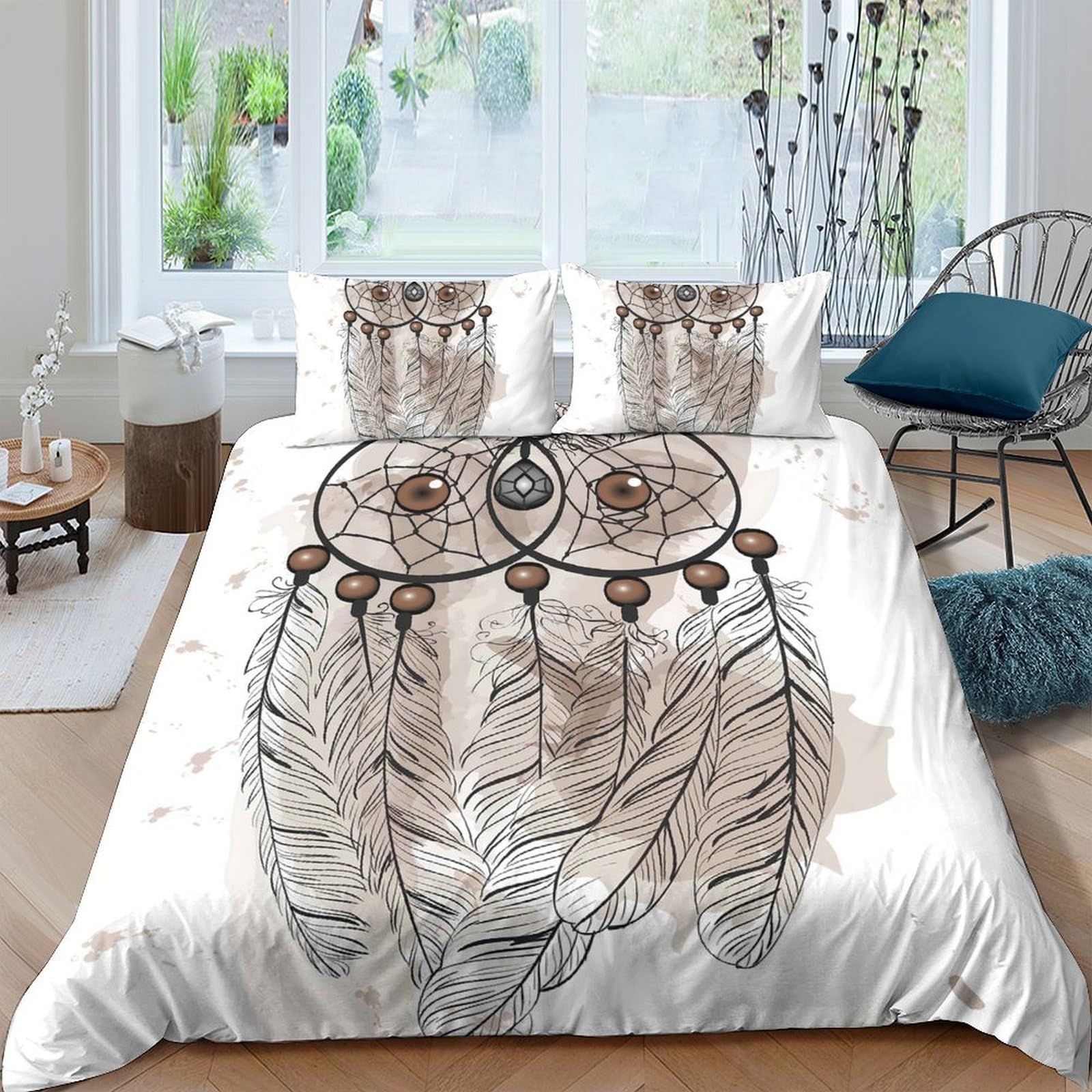 Ctjqhvkz Style-9 3D Printed Owl Feather Fitted Sheet Microfiber Soft Bed Cover For Bedroom Dorm Artistic Mattress Protection Decor Single（135X200cm）