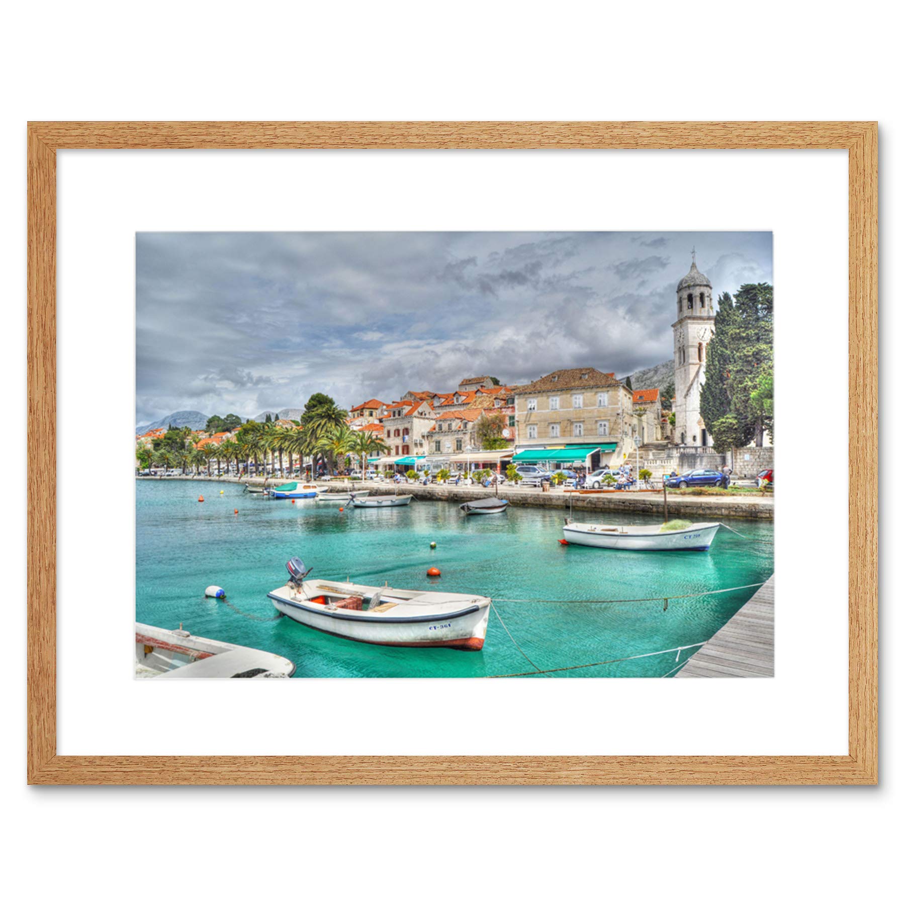 Wee Blue Coo Cavtat Croatia Harbour Boat Art Framed Wall Art Print