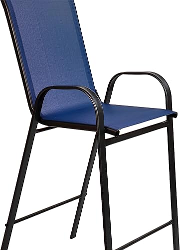 Miniatura 9 de Flash Furniture Paquete de 2 taburetes de bar de la serie Brazos para exteriores con material Flex Comfort y marco de metal