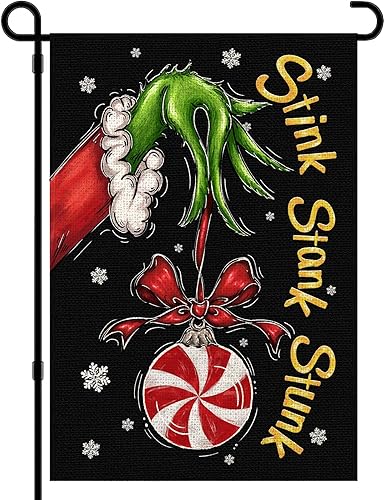 Bandera de Navidad para jardín de 12 x 18 pulgadas, bandera de Navidad vertical de doble cara de arpillera de Navidad para patio, diseño de caramelo