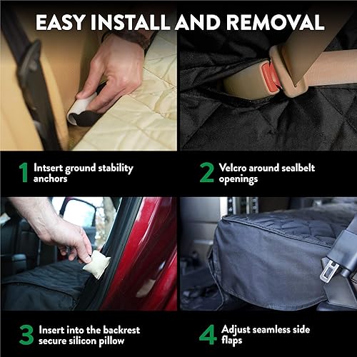 Miniatura 4 de Plush Paws Products Protector de asiento de automóvil Just Bench de alta calidad, costuras de diamante, lavable e impermeable, funda para asiento de