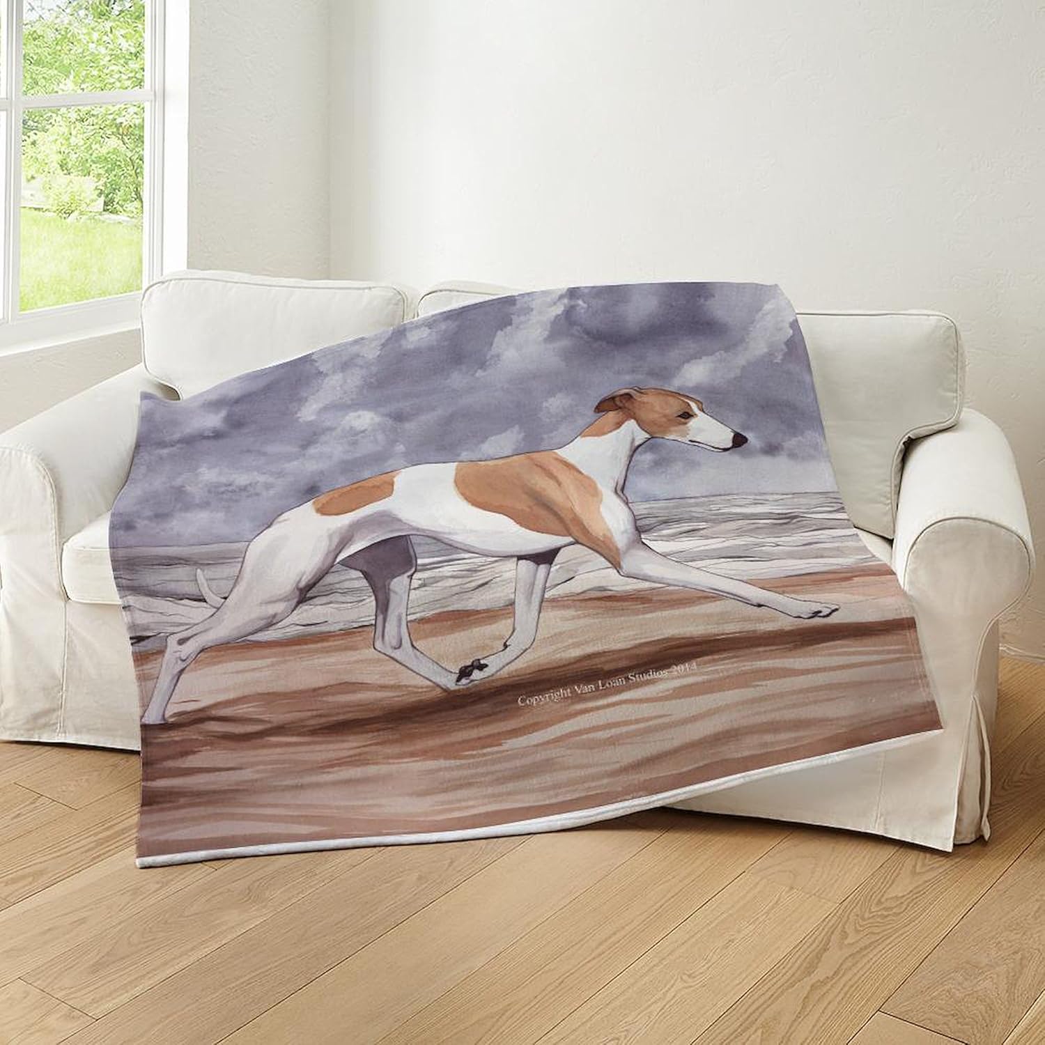 CafePress Whippet On The Beach Throw Blanket Super Soft Fleece Plush Throw Blanket, 60"x50"