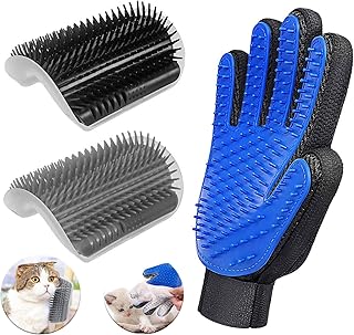 D-buy 3 Pack Cat Groomer Brush Set, Cat Self Groomers Corner Massage Combs with Catnip, Pet Grooming Mitts Brush Gloves for Short Long Fur Cats, Pet Hair Remover Grooming Brush Massage Tool for Kitten Puppy