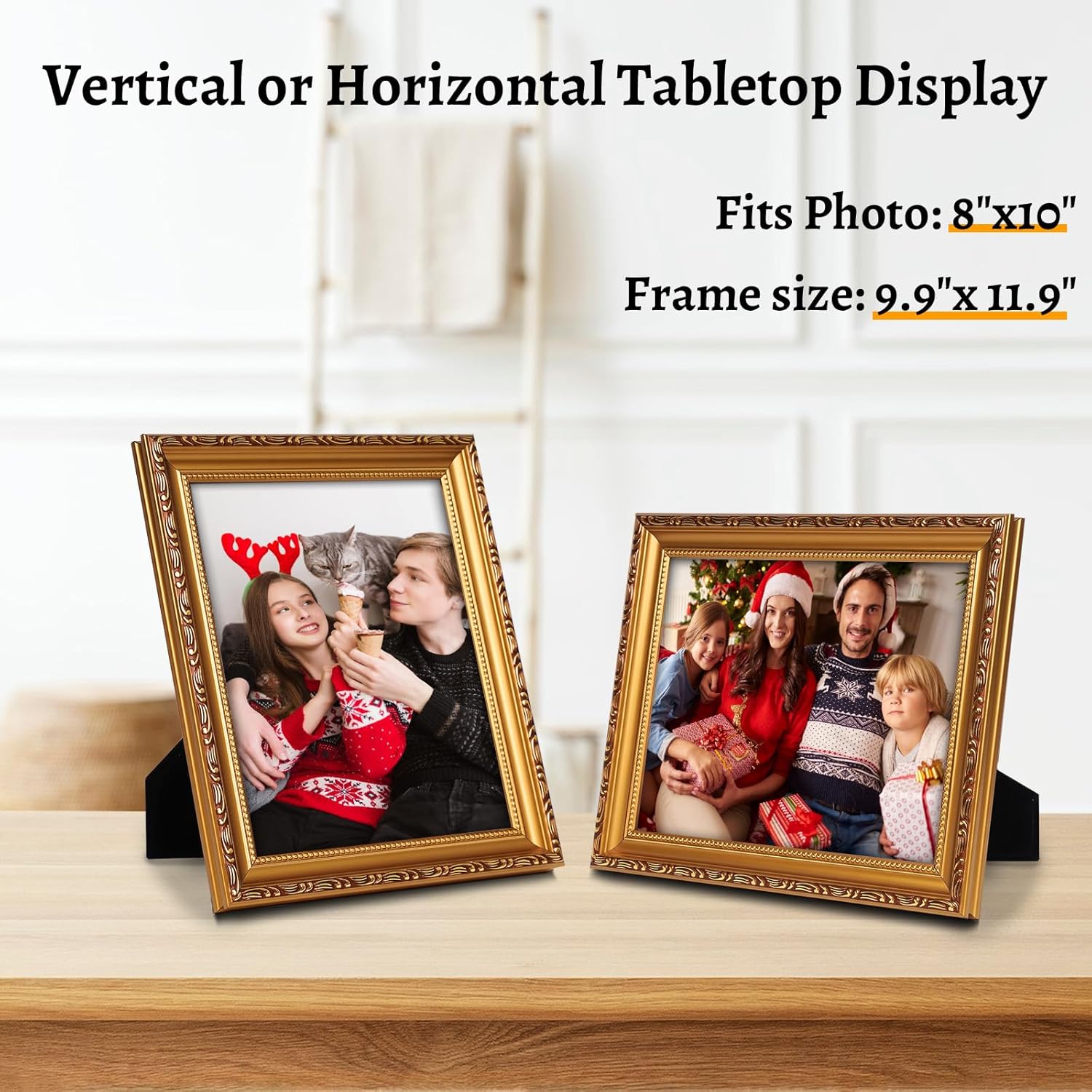 MIEVU 8×10 Picture Frame Gold Bulk- 6PCS Vintage Picture Frames for Wall Hanging And Tabletop Display, Ornate Photo Frame for Poster, 8x10 Gold Frames of 6