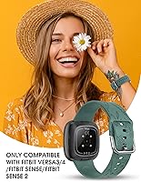 Vista 6 de Minyee Paquete de 3 correas grabadas florales compatibles con Fitbit Versa 4/Versa 3/Sense 2/Sense Band para mujer, lindo diseño de flores de diente