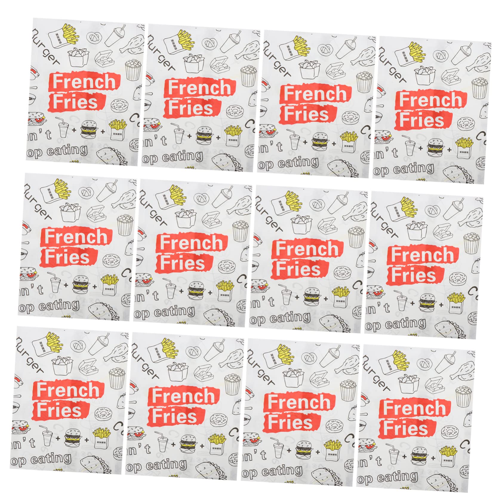 300piezas Bolsa De Papel Prueba De Aceite Para Comida Desechable Bolsa Para Papas Fritas y Snacks Para Envasar Alimentos y Llevar Eventos o Picnics