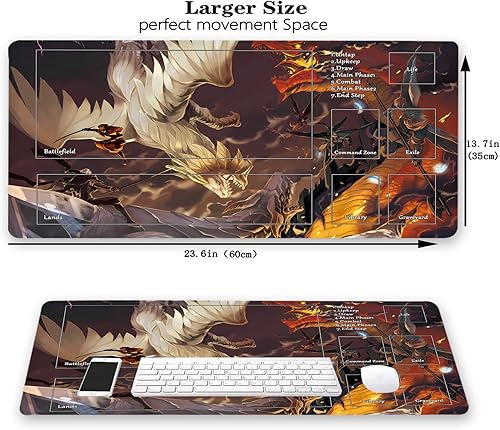 Miniatura 2 de Alfombrilla de juego MTG, tapete de juego para MTG TCG 61 x 35,56 cm, tapetes de juego con tinta para cartas coleccionables con bolsa de