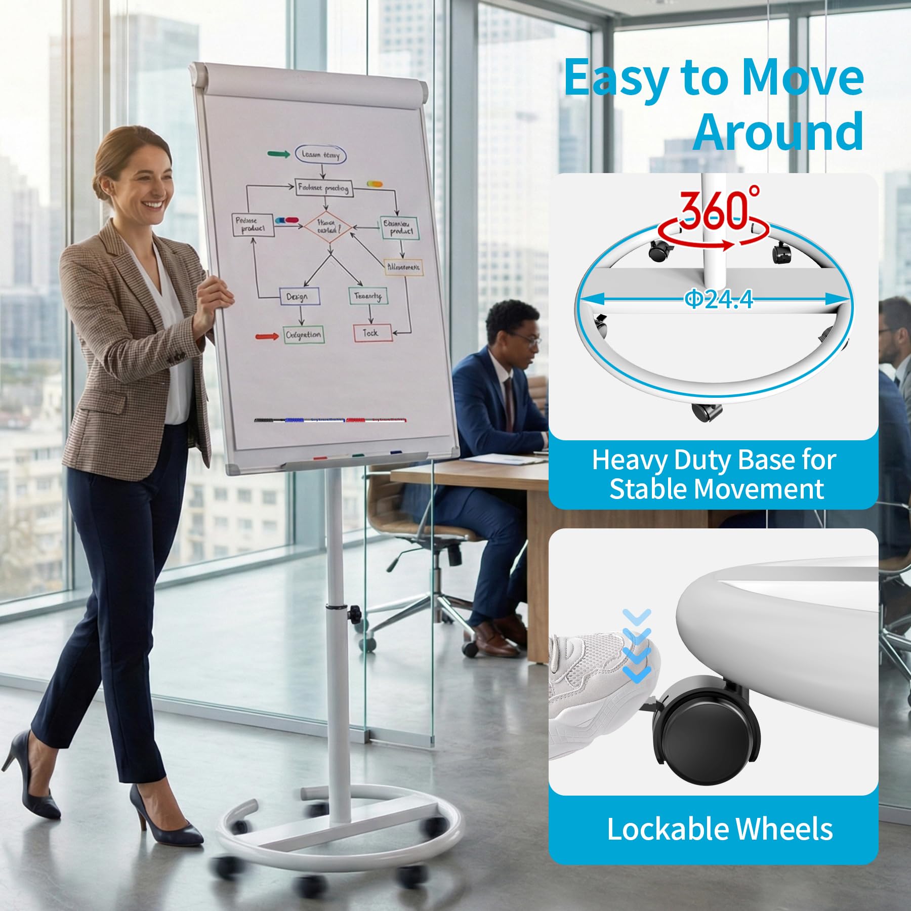 CALENBO Easel Whiteboard Stand,36 X 24 Inches Magnetic Dry Erase Board With Stand - View #3