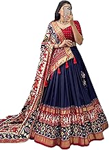 Snazzy Stitch Women's Trending Designeer Tussar Silk Lehenga Choli Set Print with Foil Work With Unstitched Blouse Patola Print Adorned with Foil Work For Navrati || Wedding