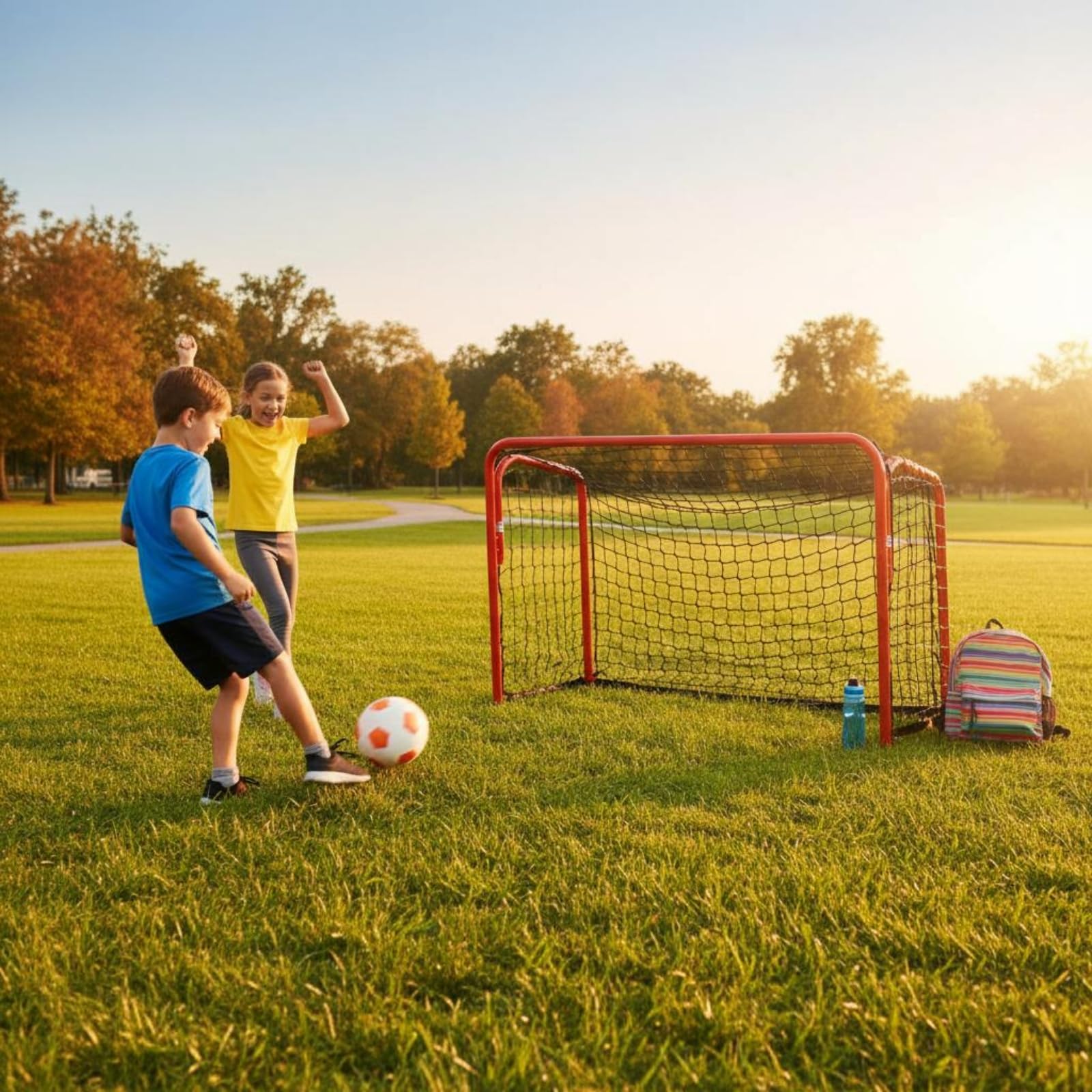 Porta da Calcio Pieghevole Rete Calcio Allenamento Bambini Mini Partita Pratica Cornice Portatile Chiusura Rapida Trasporto Pratico Migliorata Adatta