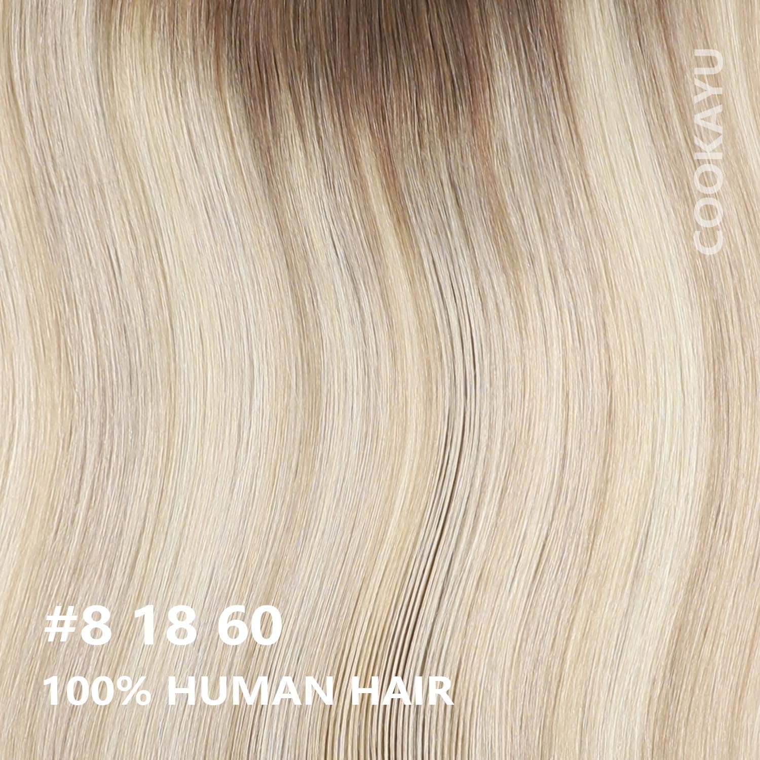 COOKAYU Clip in Hair Extensions Real Human Hair, 8/60/18 Ombre Real Hair Extensions Clip in Human Hair, Thick Silky Straight, 14inch 120g 7Pcs