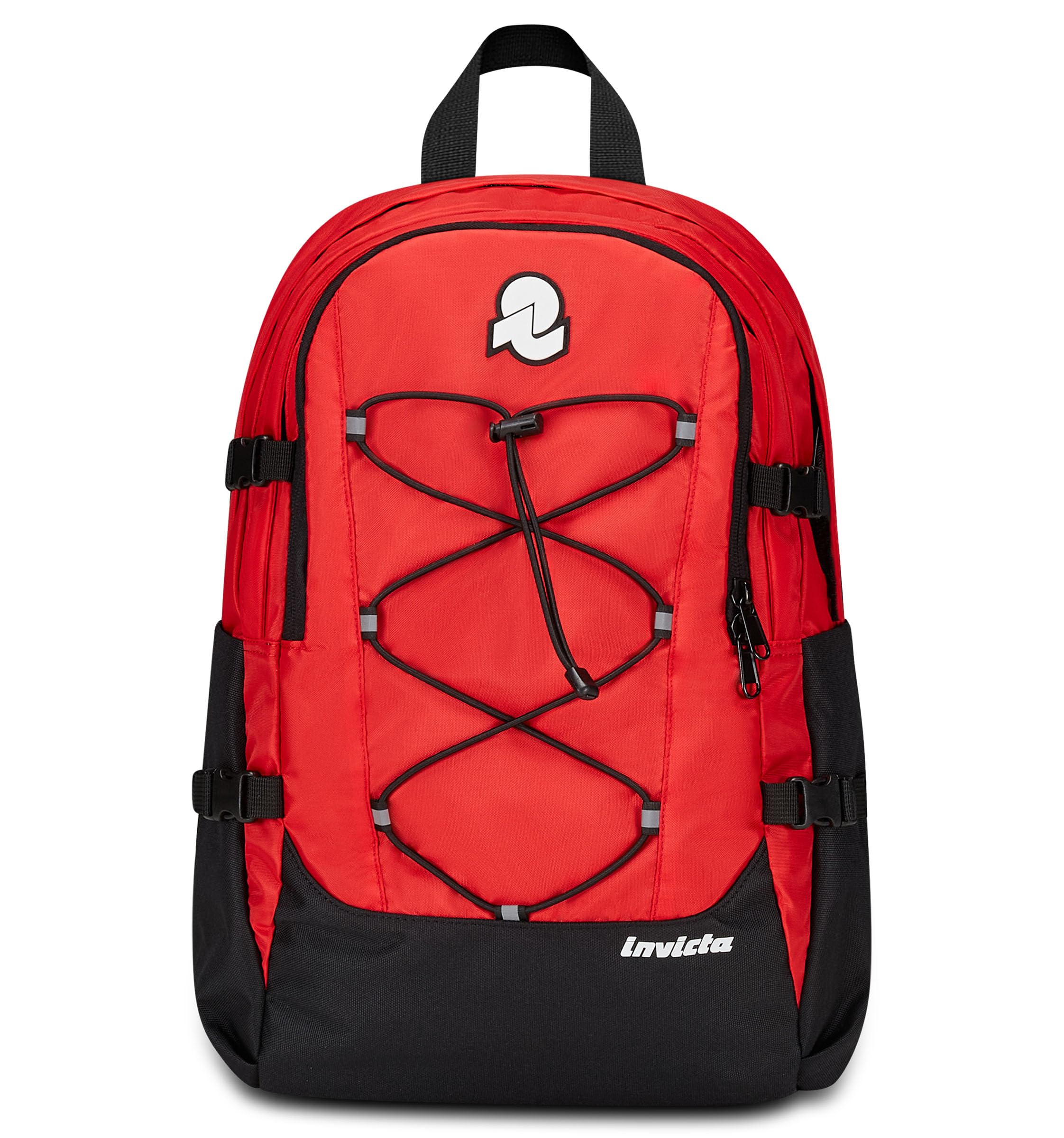 Invicta Act Plus Plain Office Backpack, Red, Double Compartment with PC Pocket, Bottle Pocket, Organizer, Waist & Chest Straps, Volume Adjustment, Work/School/Travel, 30L, Red