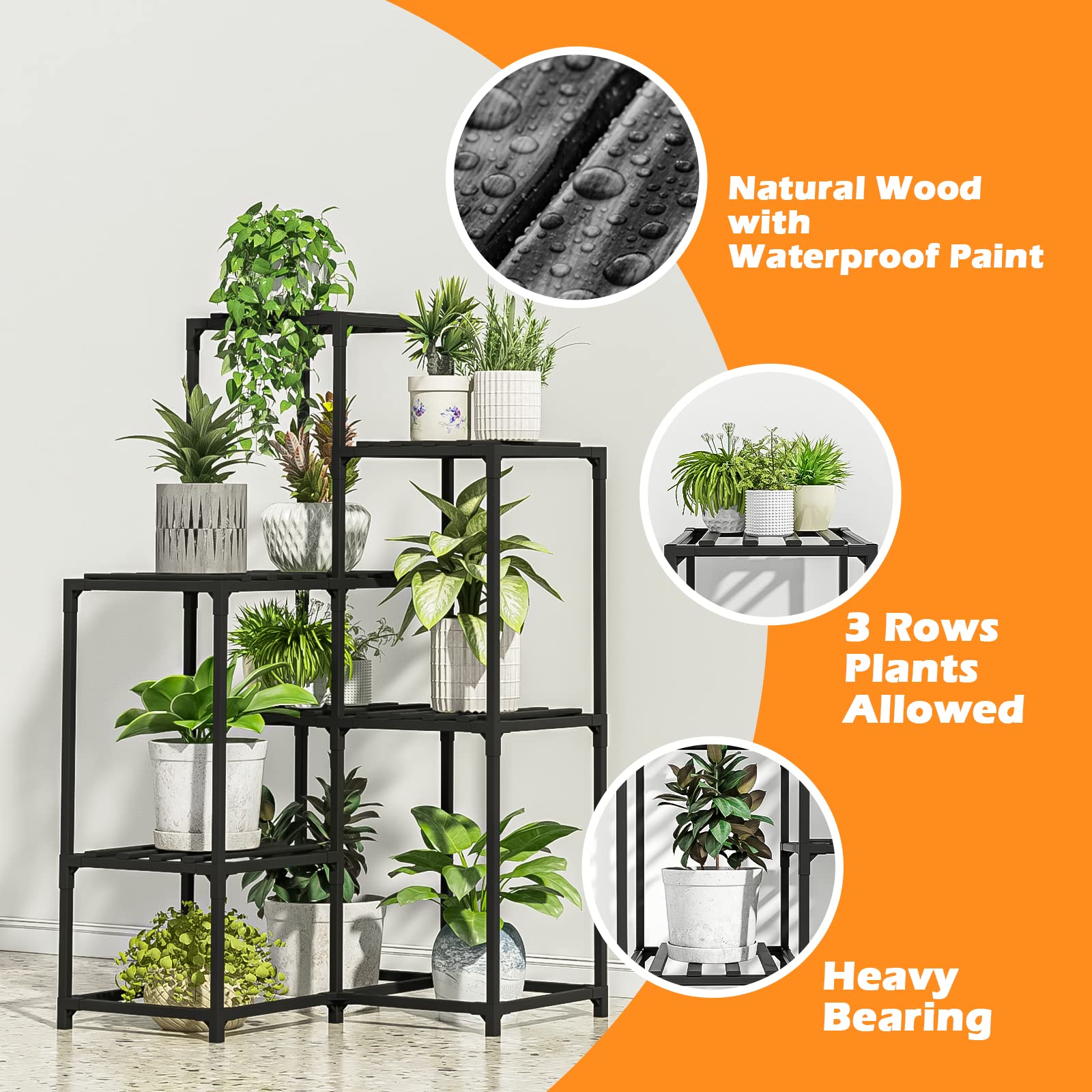 Plant Stand Outdoor Black Corner Plant Shelf/Holder For