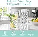 Peohud 2 Pack Acrylic Pitchers with Lid, 37oz Clear Plastic Juice Pitcher, Transparent Juice Jug Water Pitcher with Handle for Iced Tea, Sangria, Lemonade, Cold Beverages, BPA-Free and Shatter-Proof