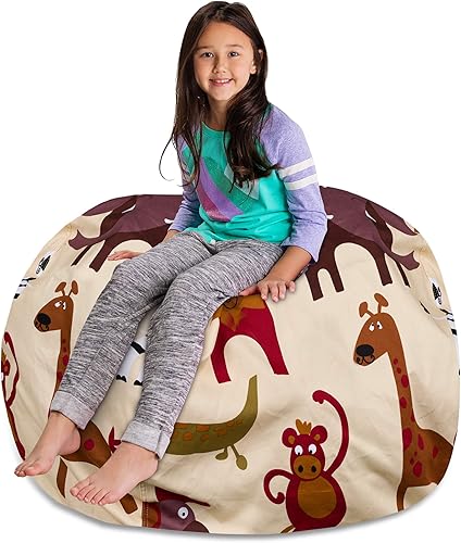 Miniatura 86 de Posh Funda de Silla Puf Rellenable para Almacenamiento de Animales de Peluche para Niños - Organizador de Juguetes Infantiles, Grande-38 - Lona