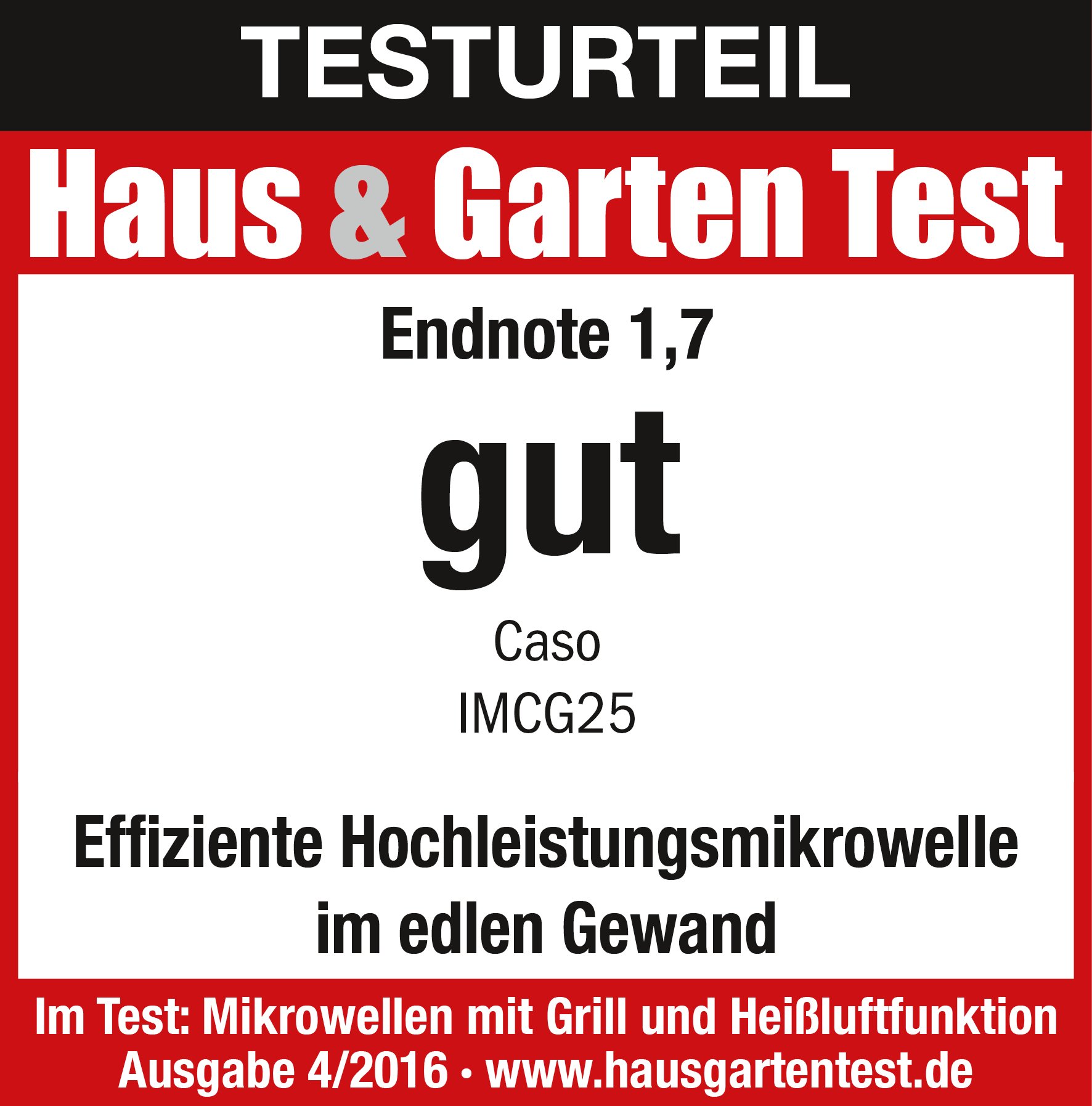 CASO | IMCG25 3-in-1 Mikrowelle mit Grill und Heißluft 2050W |Inverter-Technik für schonendes Erwärmen, Backofen-Funktion 110-200°C, 25L, Design Edelstahl, Schwarz/Silber