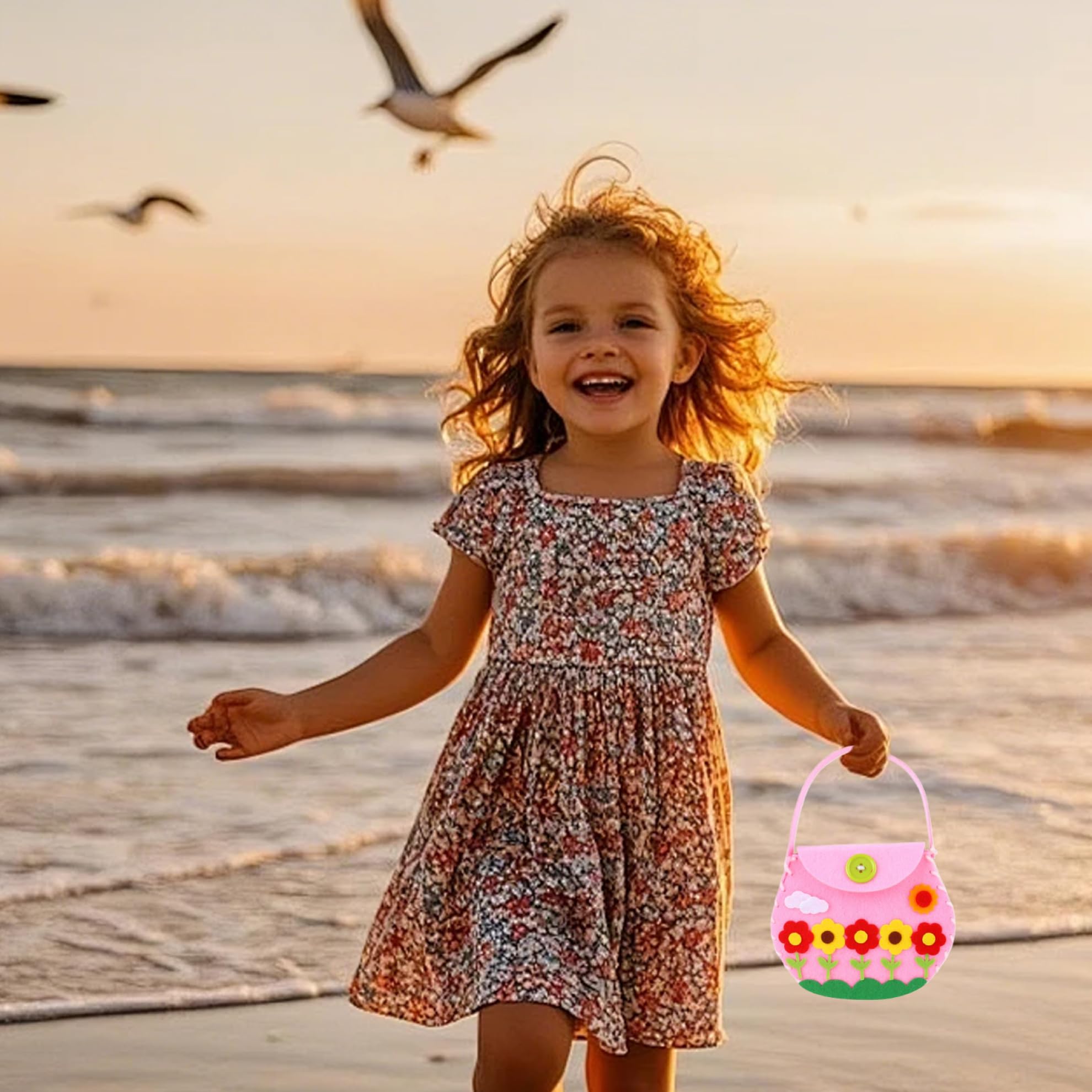 Kit da cucito, Kit da cucito per bambini, 4 pezzi di borsetta carina in feltro 4 diverse borse divertenti per bambini artigianali fai-da-te Aiuta a sviluppare abilità motorie per principianti per l'u