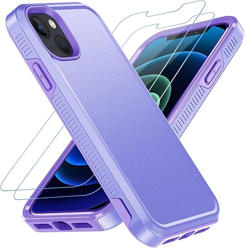 RubCase Funda para iPhone 12, iPhone 12 Pro, con 2 protectores de pantalla, resistente grado militar, a prueba de golpes, a prueba de caídas,